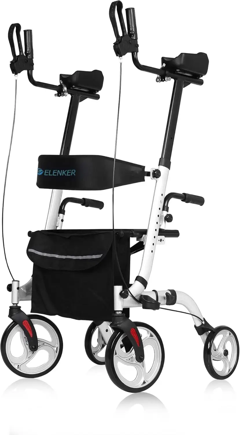 

Upright Walker, Stand Up Folding Rollator Walker Back Erect Rolling Mobility Walking Aid with Seat, Padded Armrests