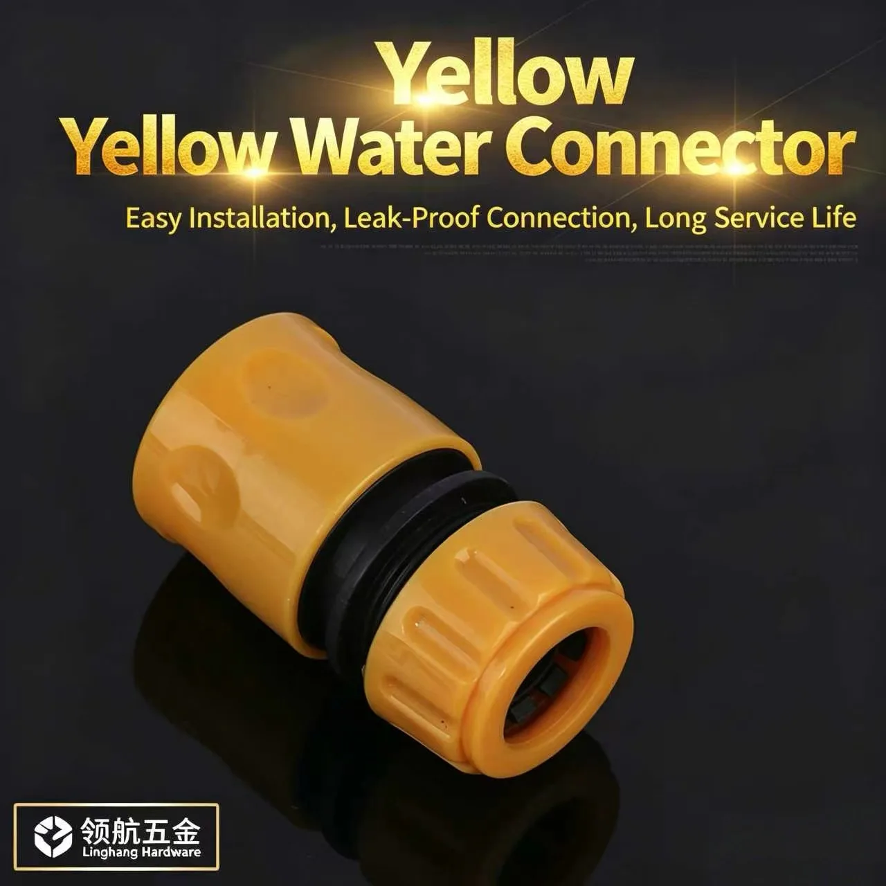 High Quality Earthy Yellow 1/2 Inch Water Hose Connector, 4 Points Plastic Quick Connect Garden Hose Fitting