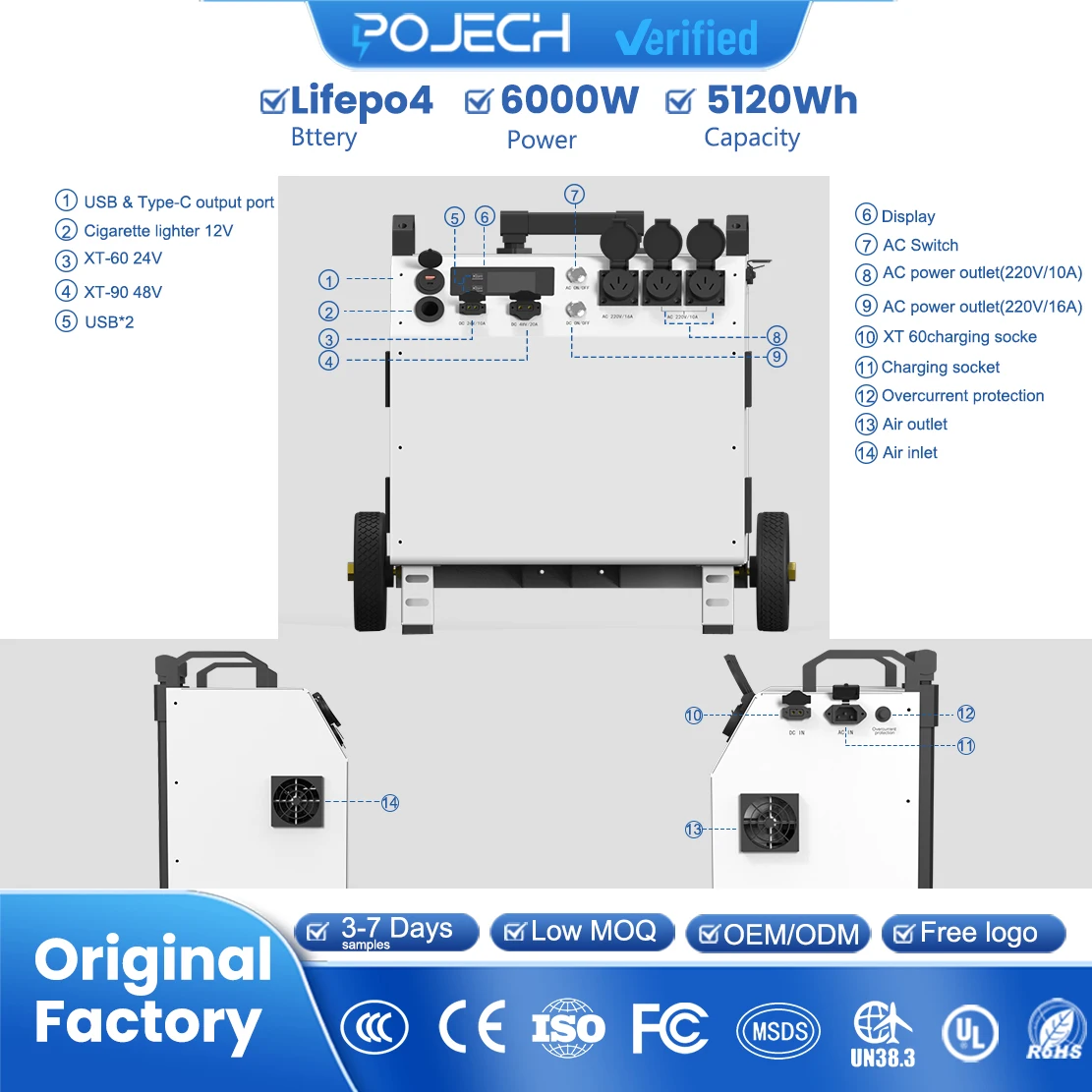 Large Capacity 5000wh Solar Inverter Generator With Fast Charging Power Station Philippines For In-vehicle Emergency