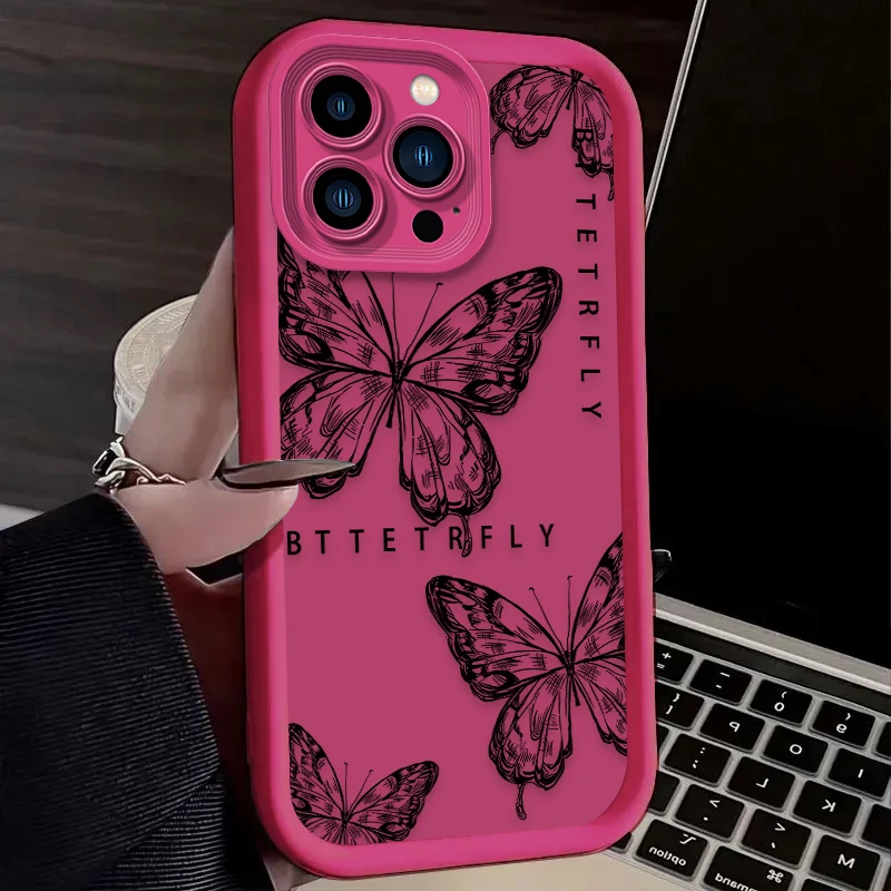 حافظة ناعمة على شكل فراشة حالمة لهاتف آيفون 16 15 14 13 12 11 Pro Max X XS X S Max XR SE 2020 7 8 Plus هاتف مقاوم للصدمات من السيليكون #6