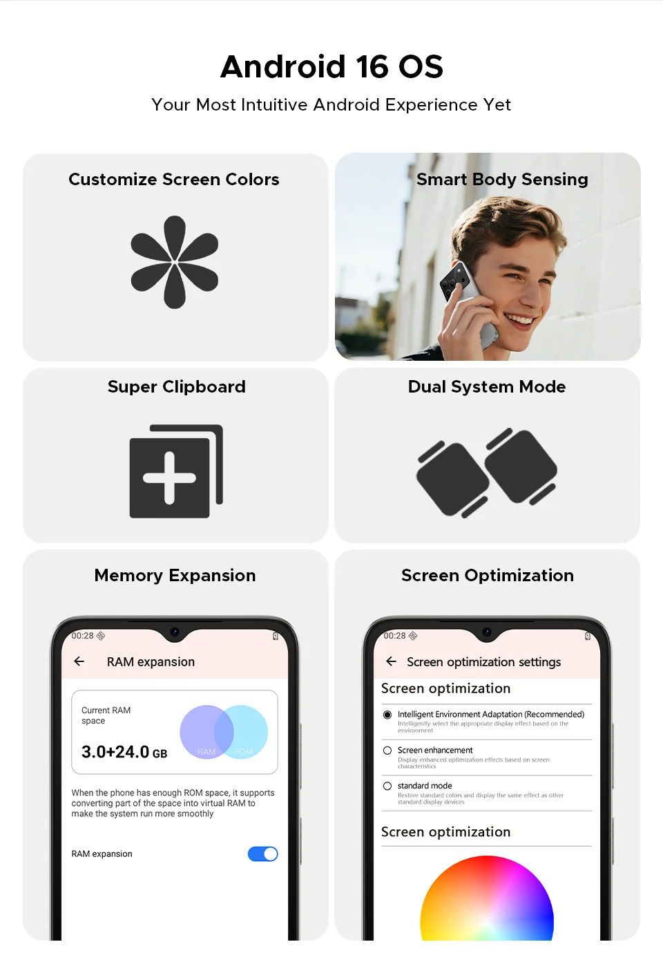 Global Version DOOGEE Note 56 Smartphone Android 16 6150mAh Large Battery 6.56'' 90Hz Display 24GB 64GB Mobile Phone