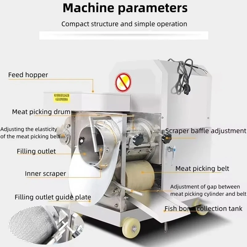 Stainless Steel Automatic Fish Bone Removal Machine Industrial Commercial Kitchen Fishbone Extractor Machine
