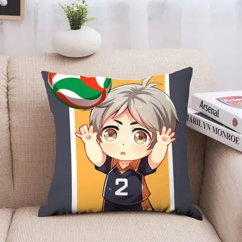 Taicanon Haikyuu Anime for Bedroom,Room Throw Pillow Cover Home Decorative Couch Sofa Square Pillow Case