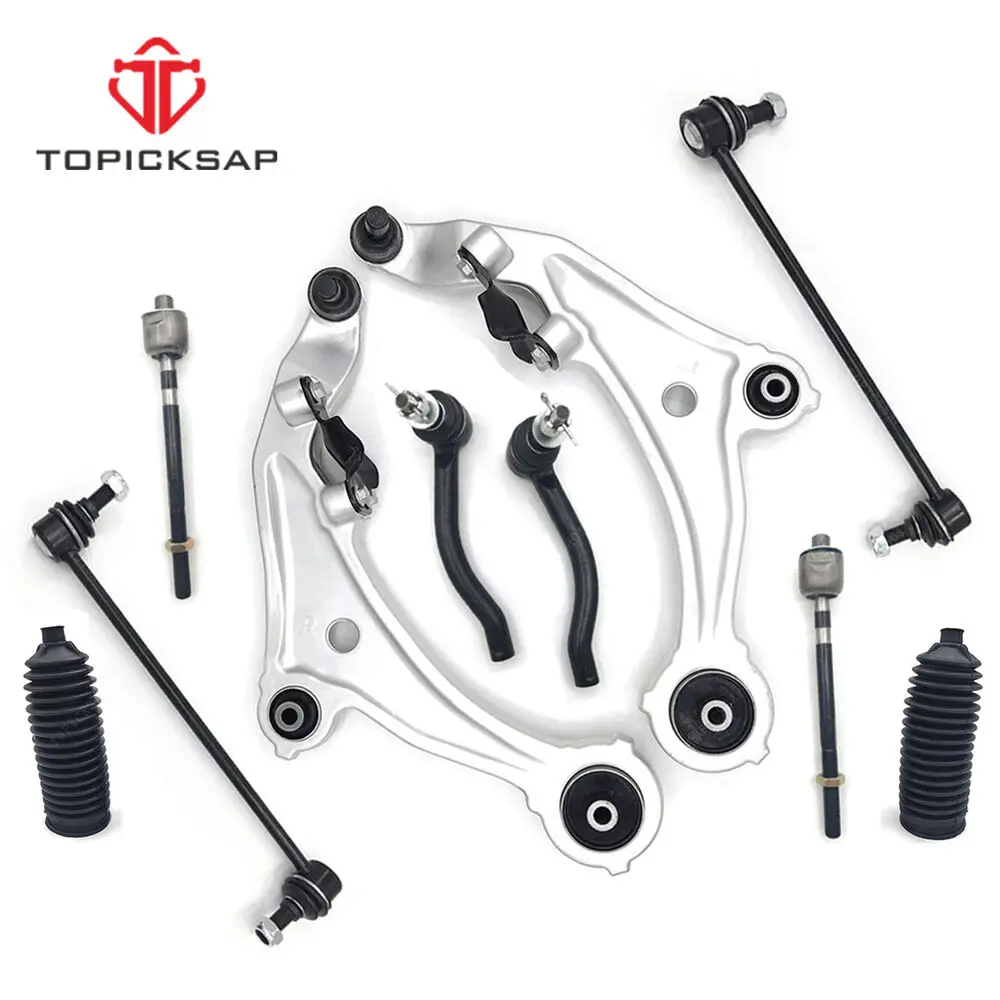 TOPICKSAP Front Lower Control Arm Ball Joint Tie Rod Sway Bar Link Boot Steering Suspension Kits for Nissan Murano 2009 - 2014