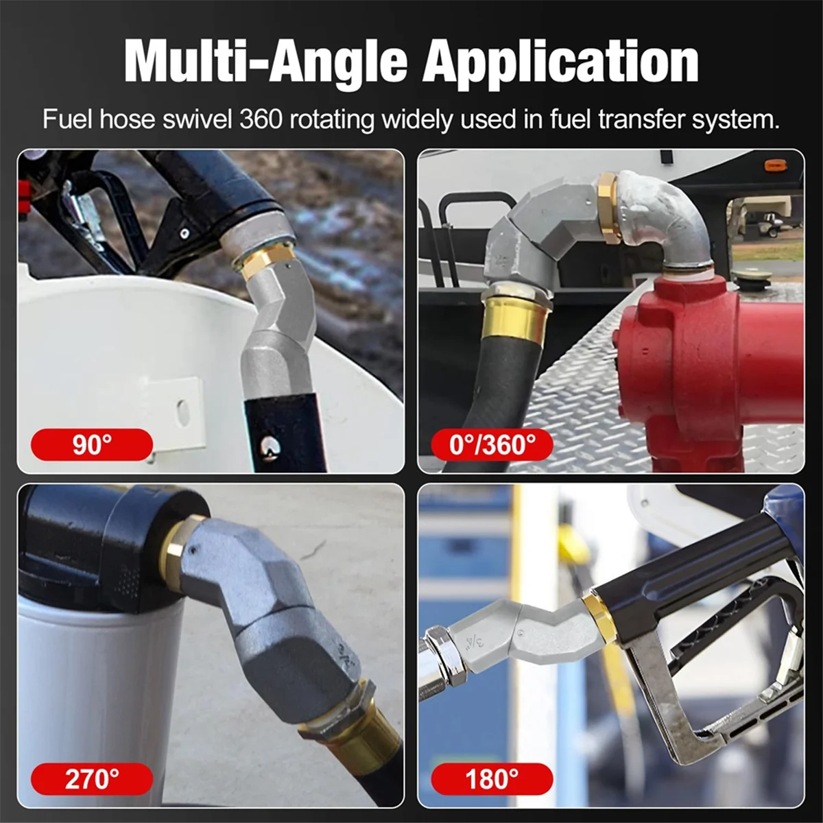 3/4Inch NPT Fuel Transfer Hose Swivel 360 Rotating Connector for Fuel Nozzle Multi Plane Swivel