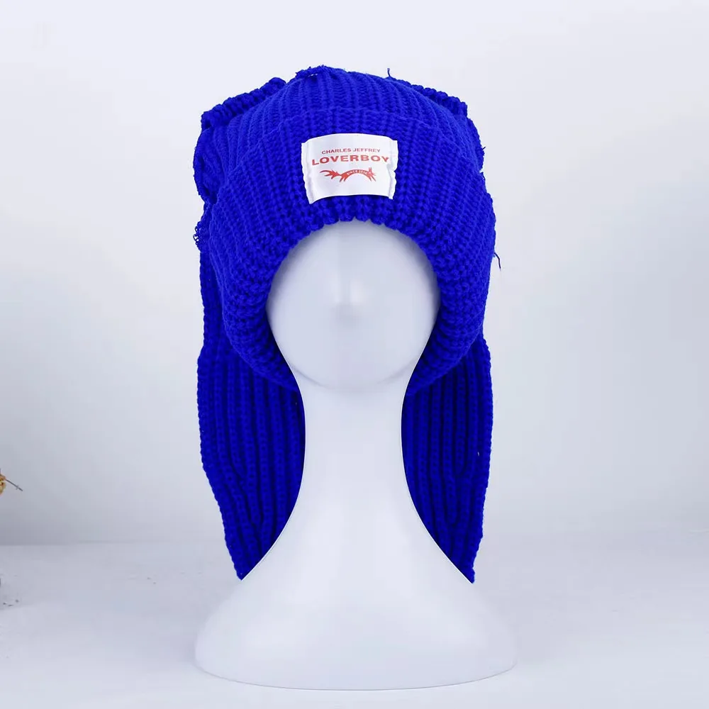 Nowe zimowe Skullies śliczne damskie długie uszy czapka królika szydełkowa dzianinowa czapka kostiumowa czapki damskie dopasowane kolory prezent