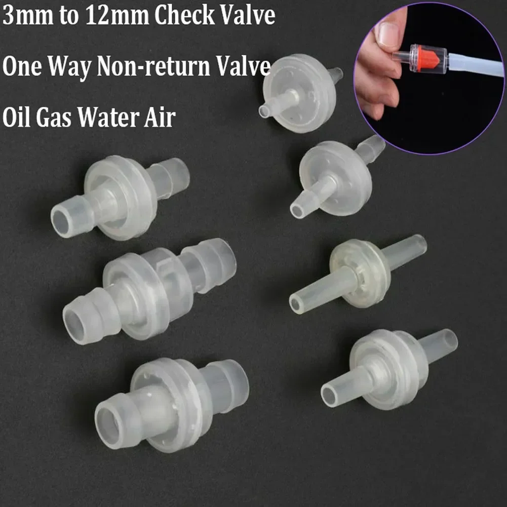 3-12mm Hose ID Plastic White Check Valve Way Non-return Valve For Water Petrol Diesel Oils And Other Fluids