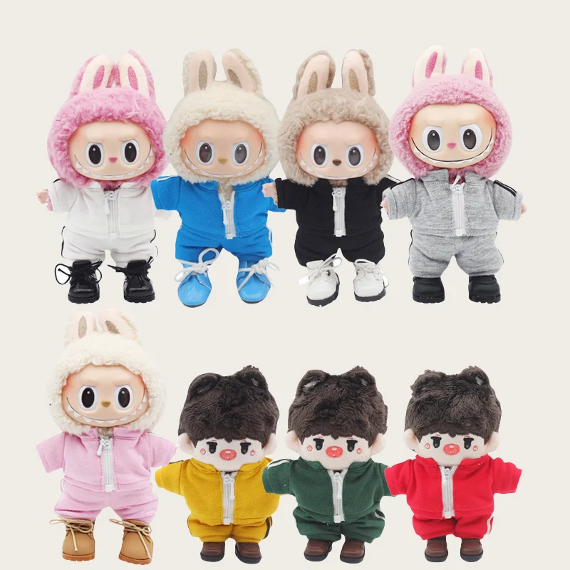 

For 15cm Labubu Doll Casual Clothing Change Glasses 20cm Doll Accessories Change Doll Accessories Sports Set Collar Knitted Hat