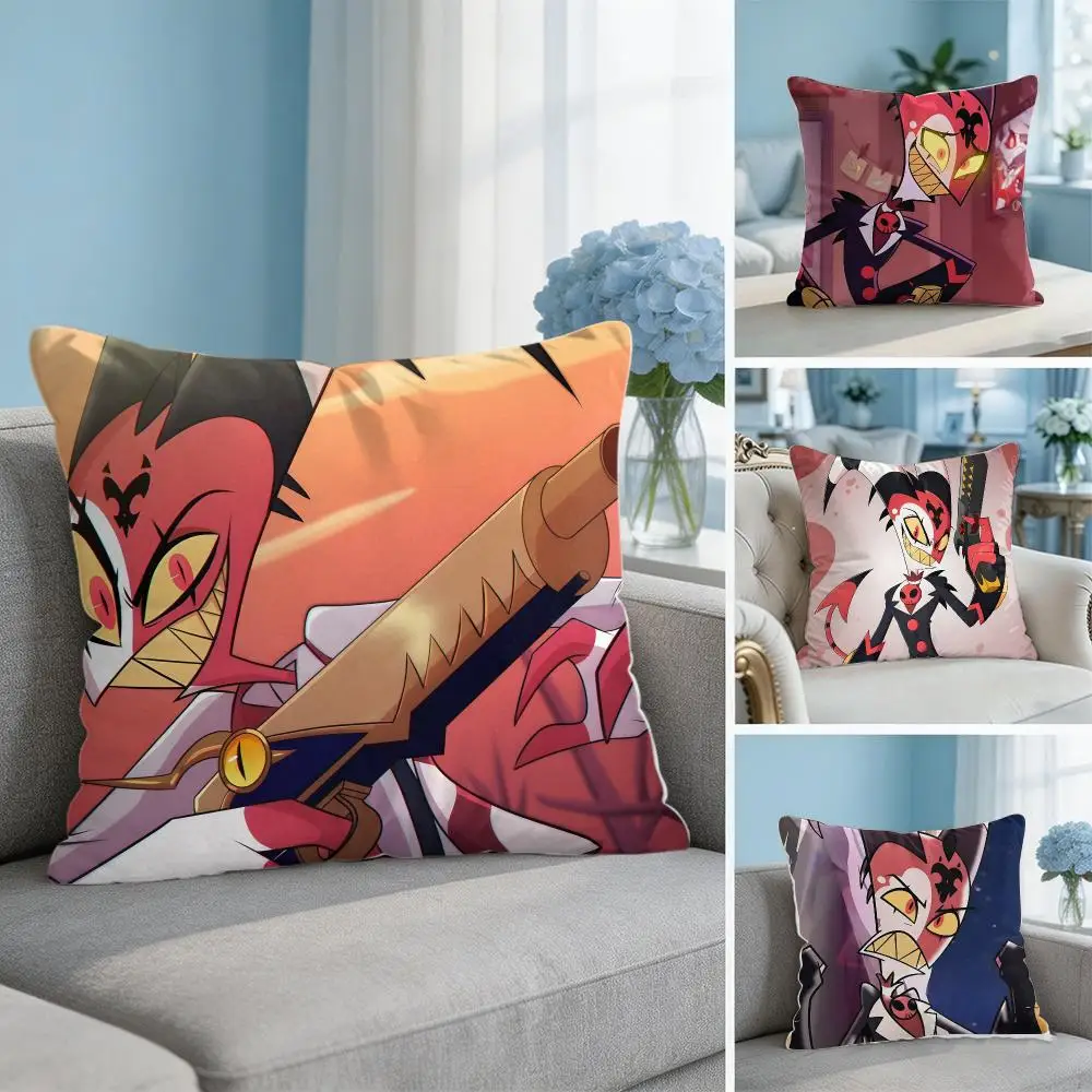 Blitzo H-Helluva Boss Cushion Cover Soft Short Plush Throw Pillow Cover Hidden Zipper Cutecore Sofa Bedroom Home Decor
