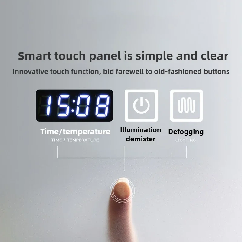 Smart Bathroom Mirror Cabinet with Separate Wall Mounted Light Defogging, Bathroom Vanity Mirror, Solid Wood with Storage Rack