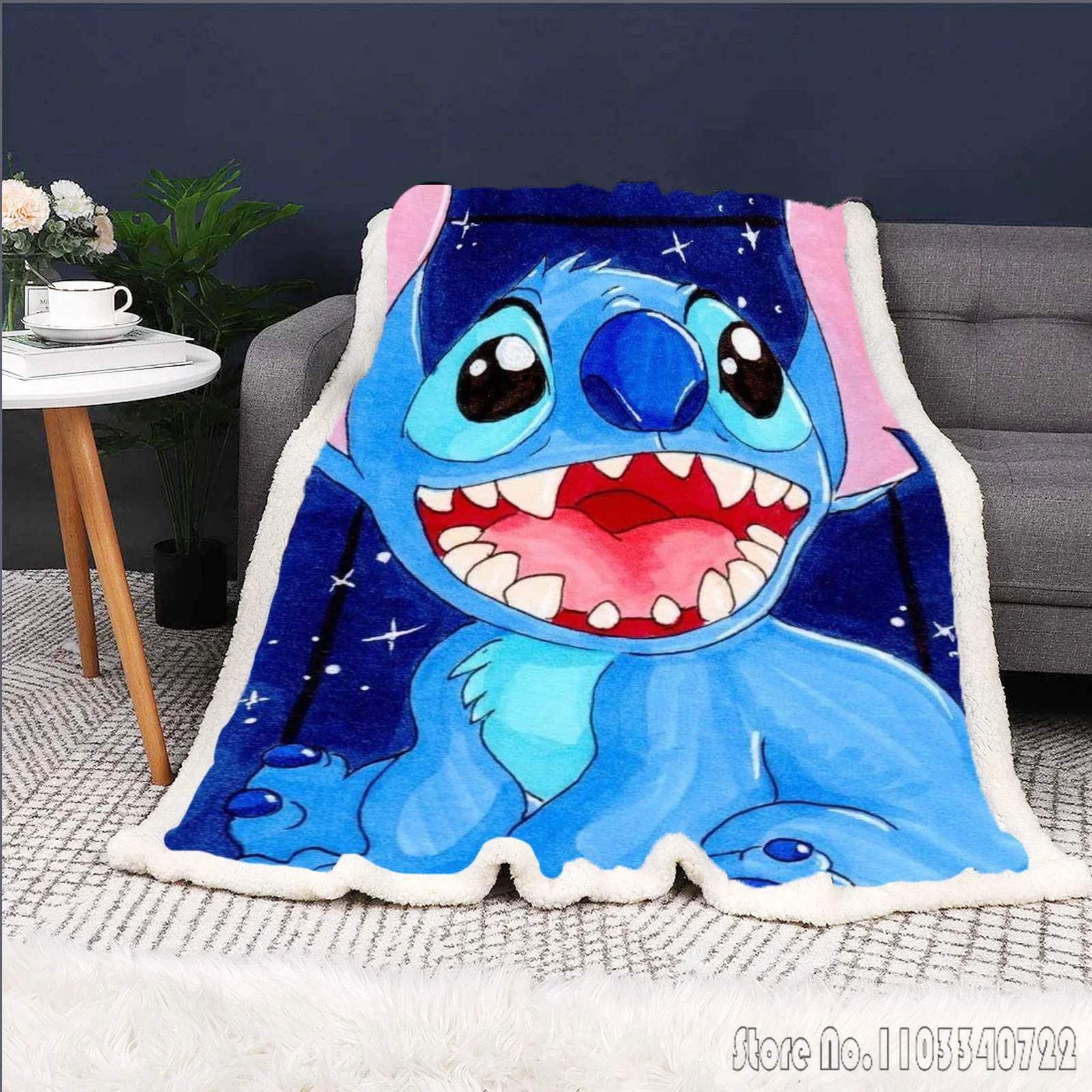 Disney Weighted Fluffy Stitch Blankets King Size Luxury For Winter And Throws Coraline Children Grade A Printed