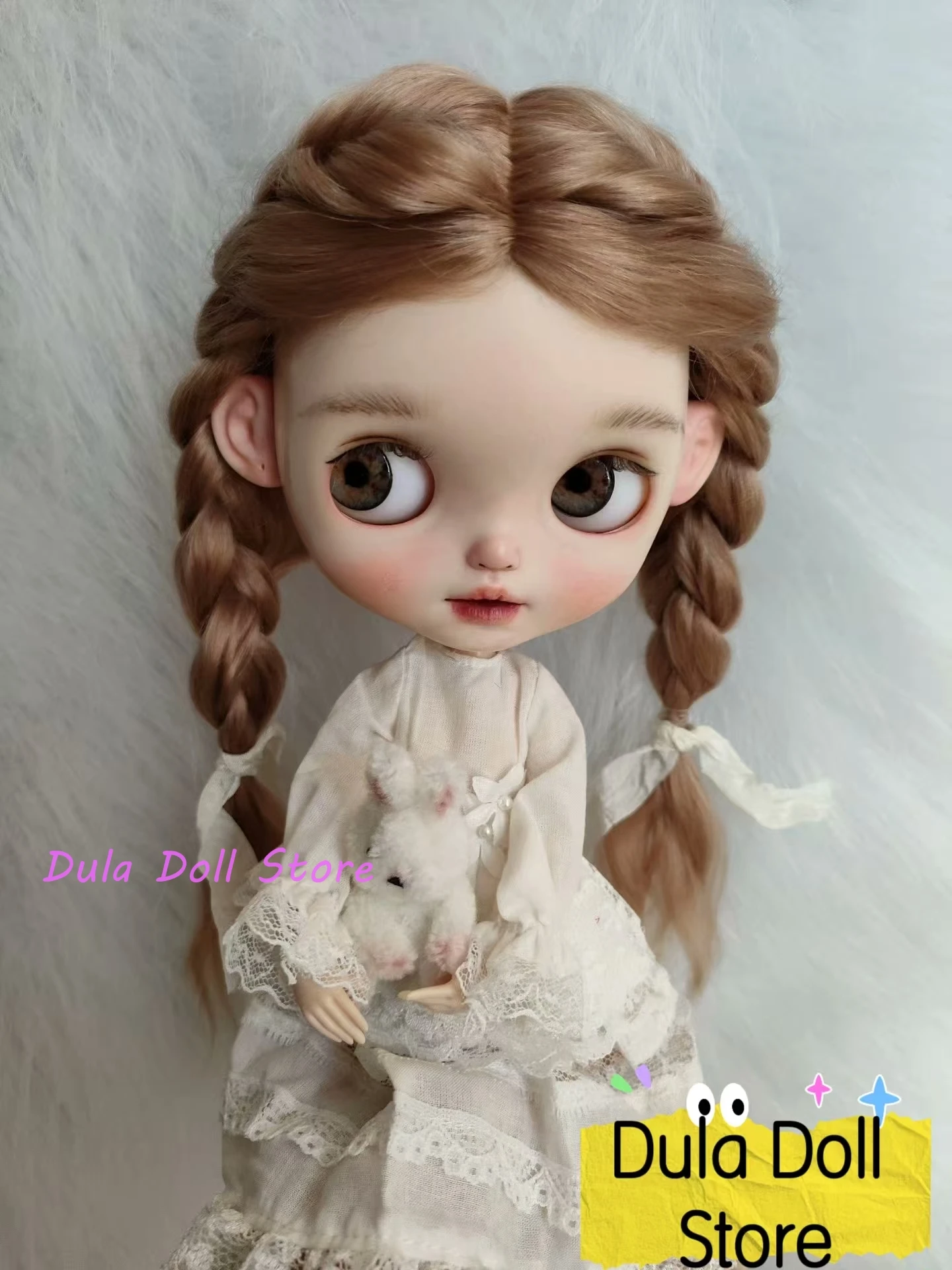 

Dula Doll Wigs for Blythe Qbaby natural Mohair hard seams for 9-10 inch head
