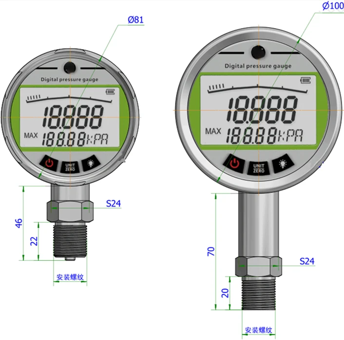 High quality Digital Pressure Gauge Measuring Instruments  Tool LED