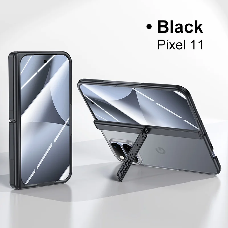 For Google Pixel 11 Pro Fold Case Central Axis Bracket Luxury Transparency Acrylic Privacy / HD Tempered Glass Screen Protector
