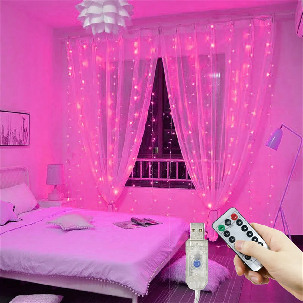 

Valentine's Day Ramadan Decoration Fairy Light USB Powered LED Curtain Lights 8 Lighting Modes for Home 2026 Wedding Eid Mubarak