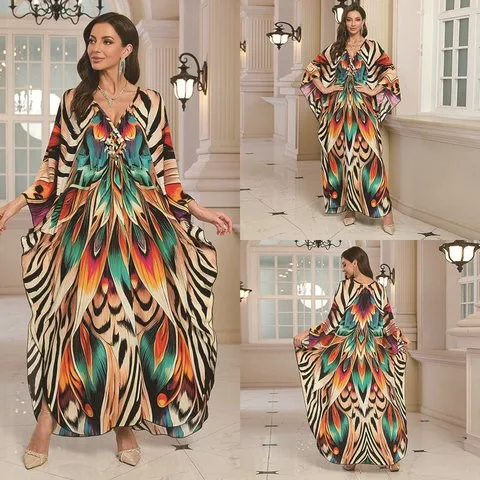 New 2025 Women's Cotton Beach Cover up Loose Robe Style Bikini Outerwear Cross-Border Lightweight Summer Beachwear