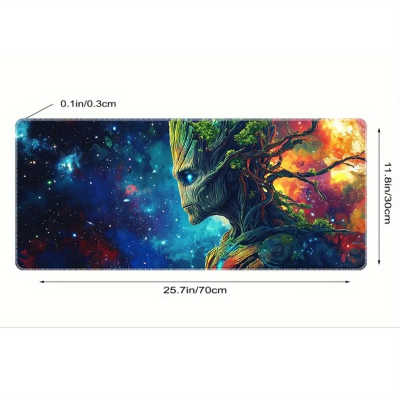 Groot Gaming Mouse Pad - Vibrant Cosmic Design with Superhero Groot, Ideal for Office & Gaming Setup, Rubber Base, Durable & Smo