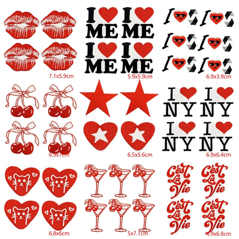 10PCS Großhandel Liebe Patch Abzeichen Eisen Auf Patches Stickerei Patches Für Kleidung DIY Slogan Herz Patch Auf Kleidung Jacke nähen