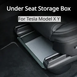 Caja de almacenamiento debajo del asiento para Tesla Model X Y, cajón de almacenamiento, Push Pull, acrílico transparente, ModelX, accesorios de Interior de coche 2023