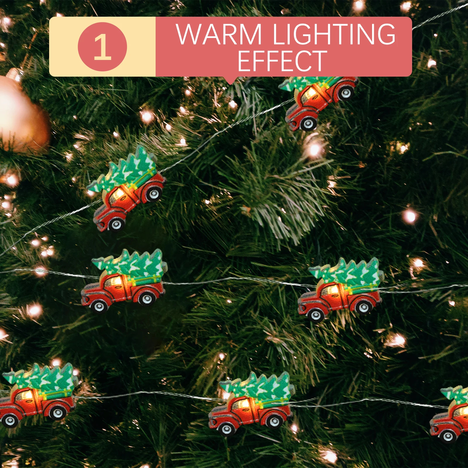 

1pc Xmas Truck Modeling String Light Christmas Tree Lamp Decorative Red Operated Party Festival Led Decor Light