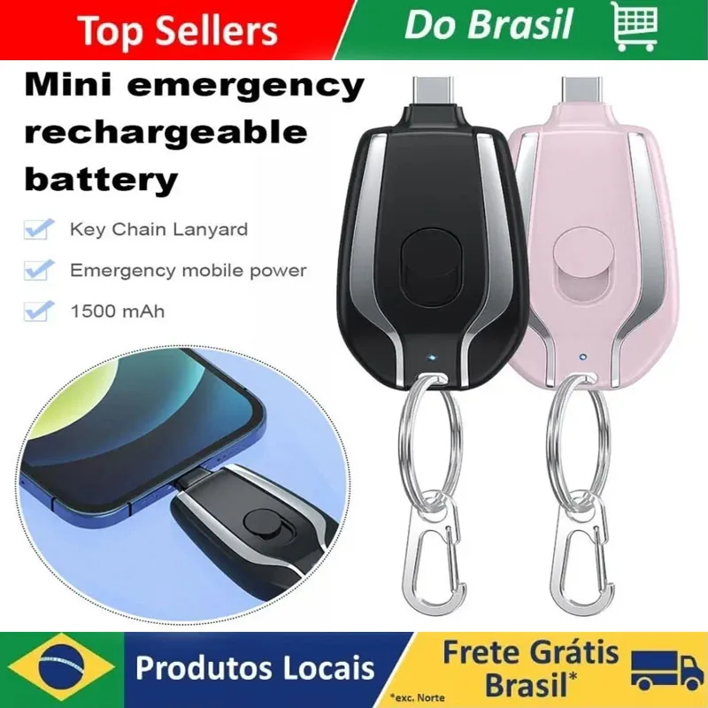 Mini Power Bank Key Ring 1500mAh Type-C Portable Keychain Charger External Spare Battery Pack for Iphone Powerbank