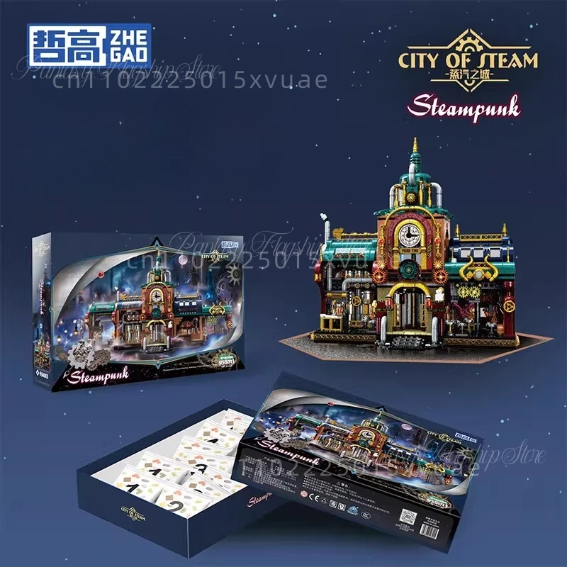 ZHE GAO Bausteine Steampunk Bar Kleine Partikel Street View Puzzle Set Spielzeugmodelle Dekoration für Kinder Halloween Geschenk