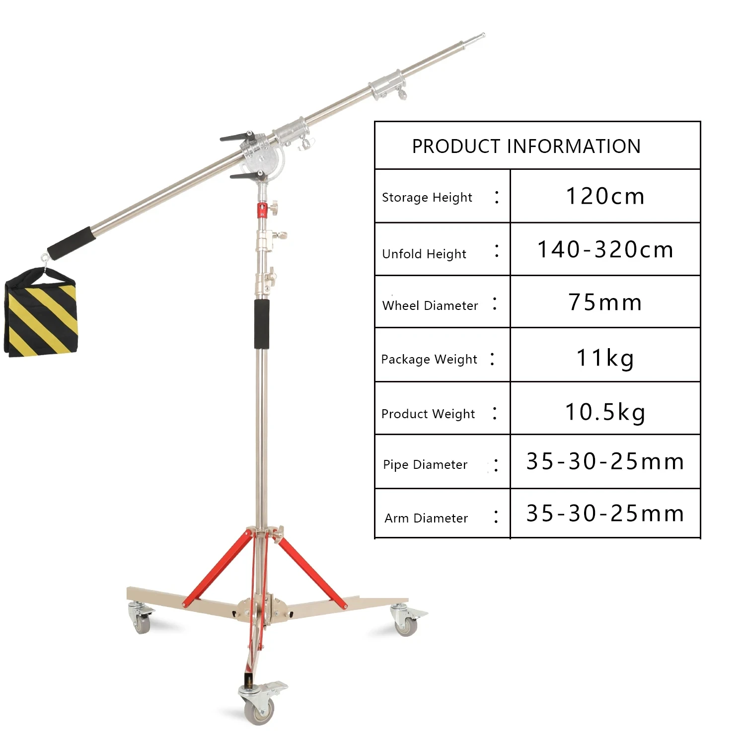 New 320cm Photo Studio Heavy Duty Photography Professional Film and Television All Metal Light Bracket  For Soft Box With Wheels