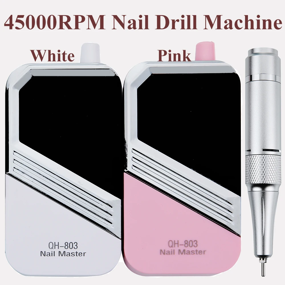 45000 RPM Nagelboor Manicure Machine Elektrische Boor Voor Nagels Oplaadbare Nagelschuurmachine voor Gel Nagels Polijsten Voor Thuis salon