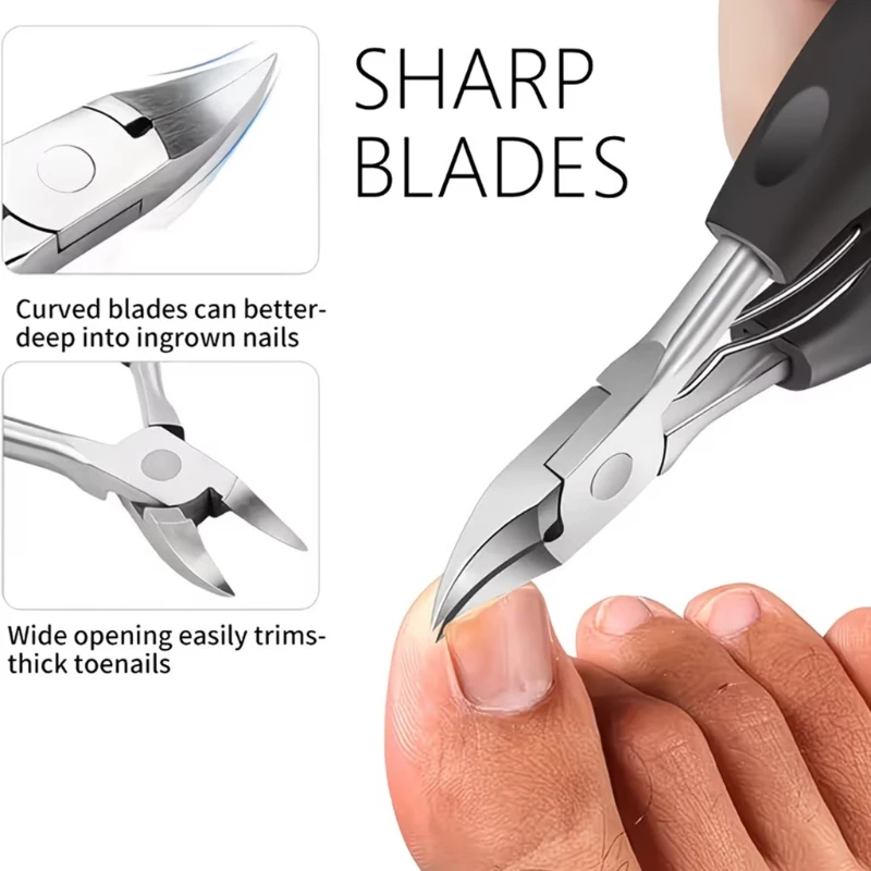 9pcs Professional Stainless Steel Pedicure Set for Home Foot Care Thick Ingrown Nails. Includes Foot Scraper File Cuticle Nipper