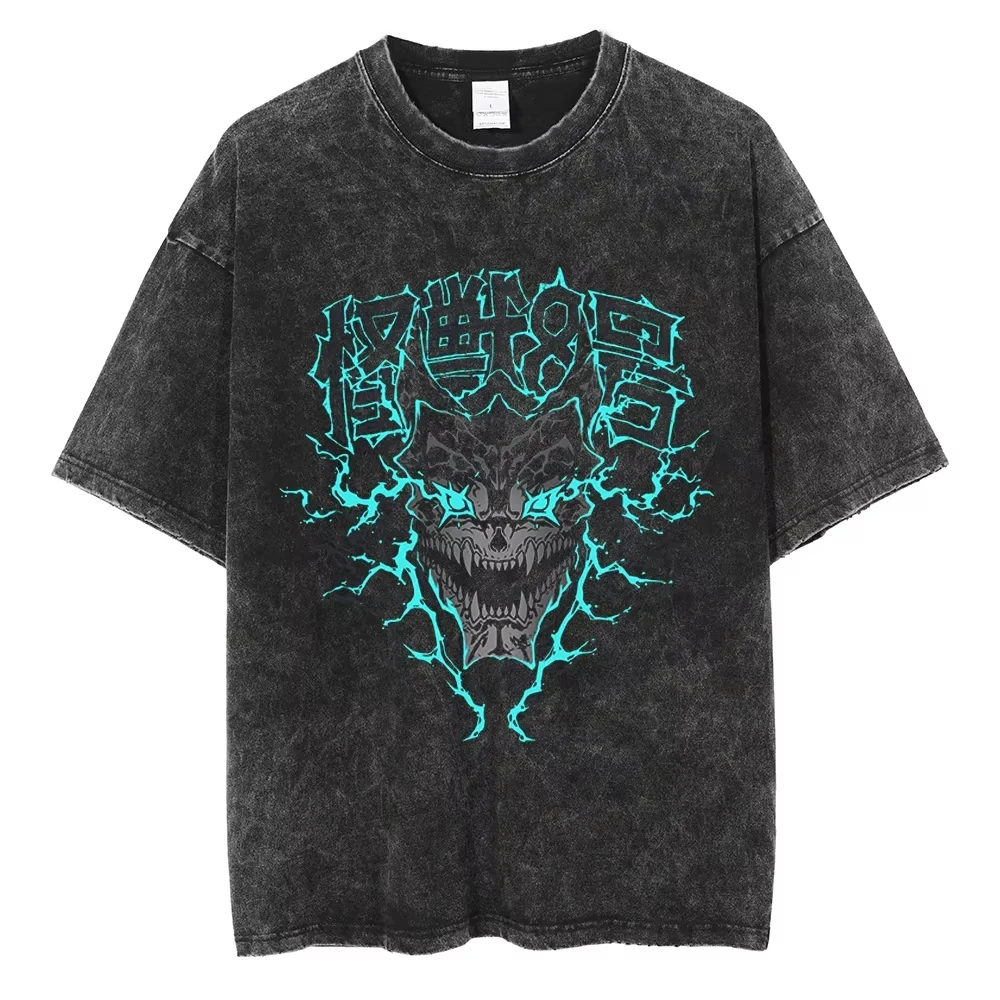 

BANDAI Men Tshirt Streetwear Japanese Anime Kaiju No 8 Chainsaw Man Print T-Shirt Harajuku Cotton Loose Summer Short Sleeve Top