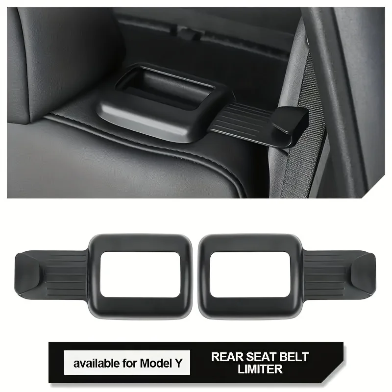 For Tesla Model Y Rear Seat Safety Strap Guard Cover Snap-On Plastic Protector, Non-Destructive Install, 2-Piece Set