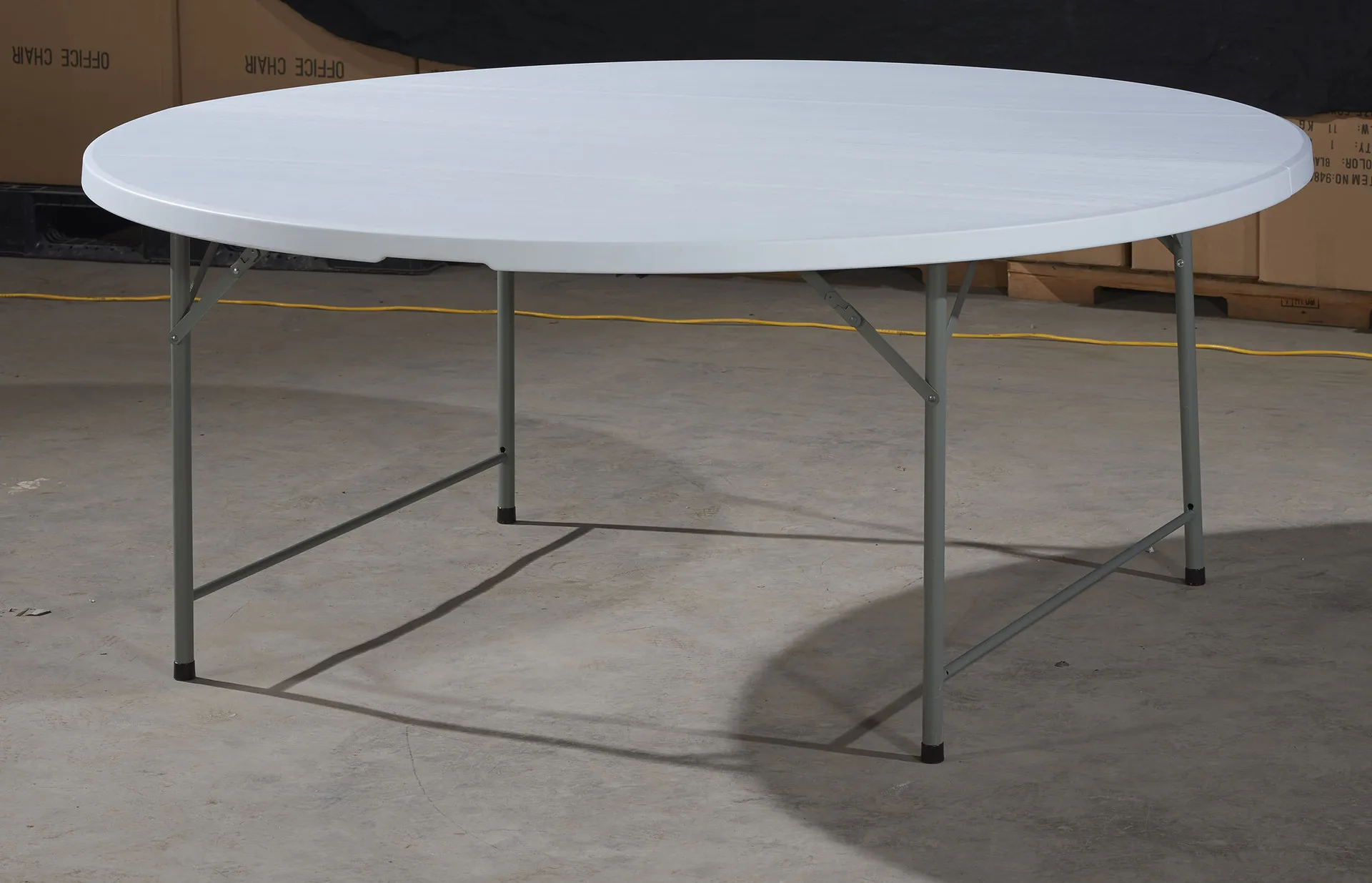 Outdoor 10 people Portable White Plastic Round Folding Dining Wedding Table 180cm For Events