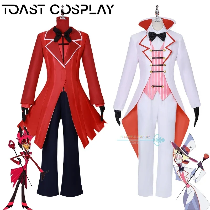 Anime Hazbin Cosplay Hotel Alastor Cosplay Lucifer Costume Red Uniform Radio Demon Role Play Halloween Carnival Party Outfit