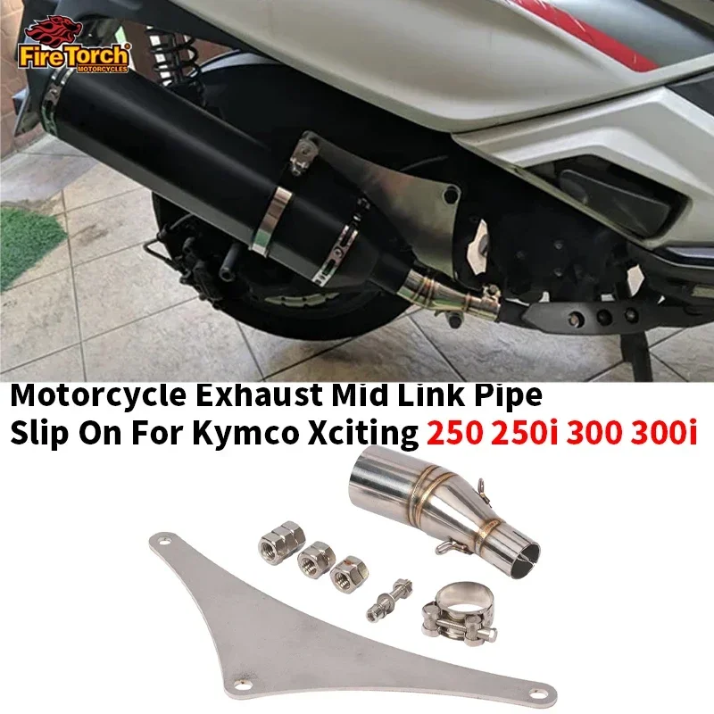 Slip On For Kymco Xciting 250 250i 300 300i Xciting250 Motorcycle Exhaust 51mm Middle Link Pipe Muffler Modify Escape Moto Bike