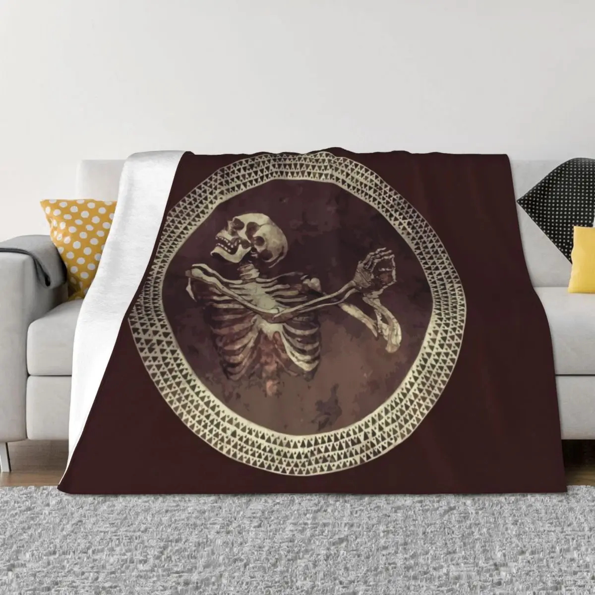 

Hannibal: Dancing Skull + Skeleton Mosaic Throw Blanket Thermals For Travel Stuffeds Flannel Fabric Blankets