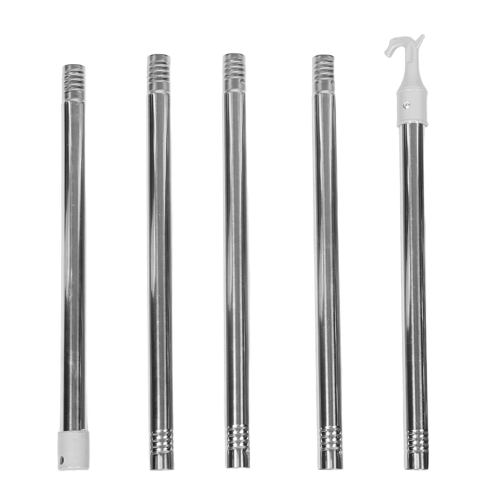Telescoping Stainless Steel Curtain Pull Wand Pole with Hook for High Windows – Up to 2M Extension