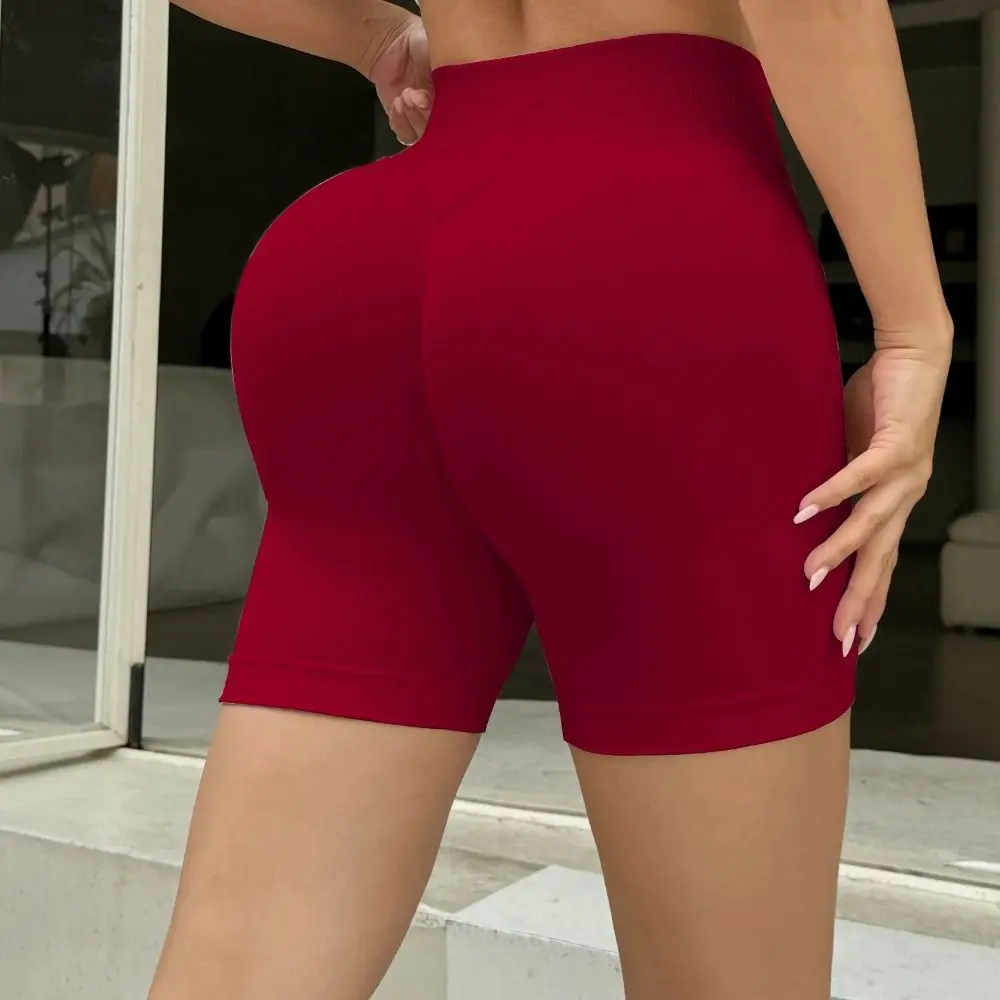 Seamless Leggings Gym Shorts Breathable Elastic Fitness Shorts Lifted Buttocks Solid Color Biker Shorts Women's Fitness