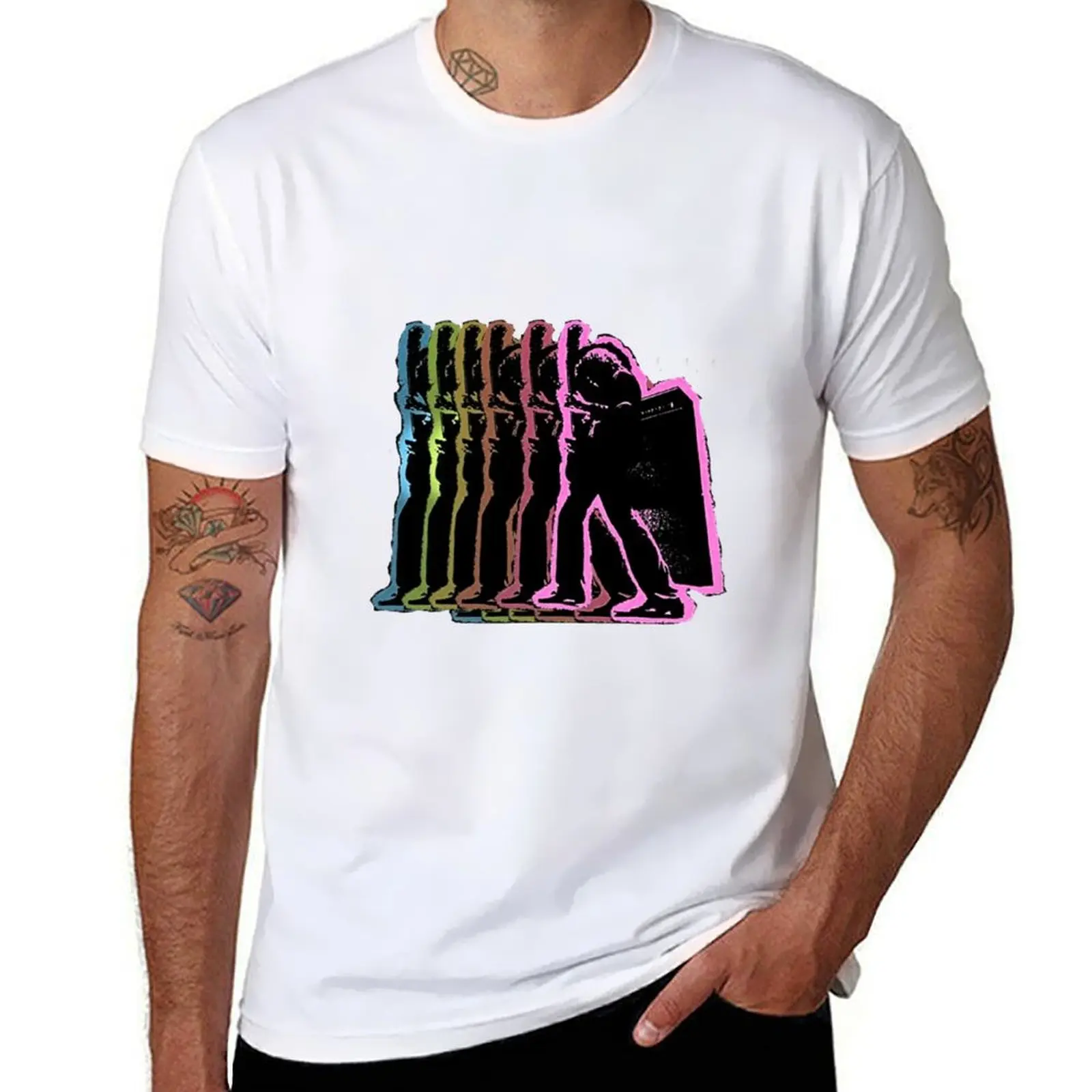 

T Rex Electric Warrior Rainbow 1 T-Shirt t shirts for man graphic funny t shirts for man cotton soft T-Shirt