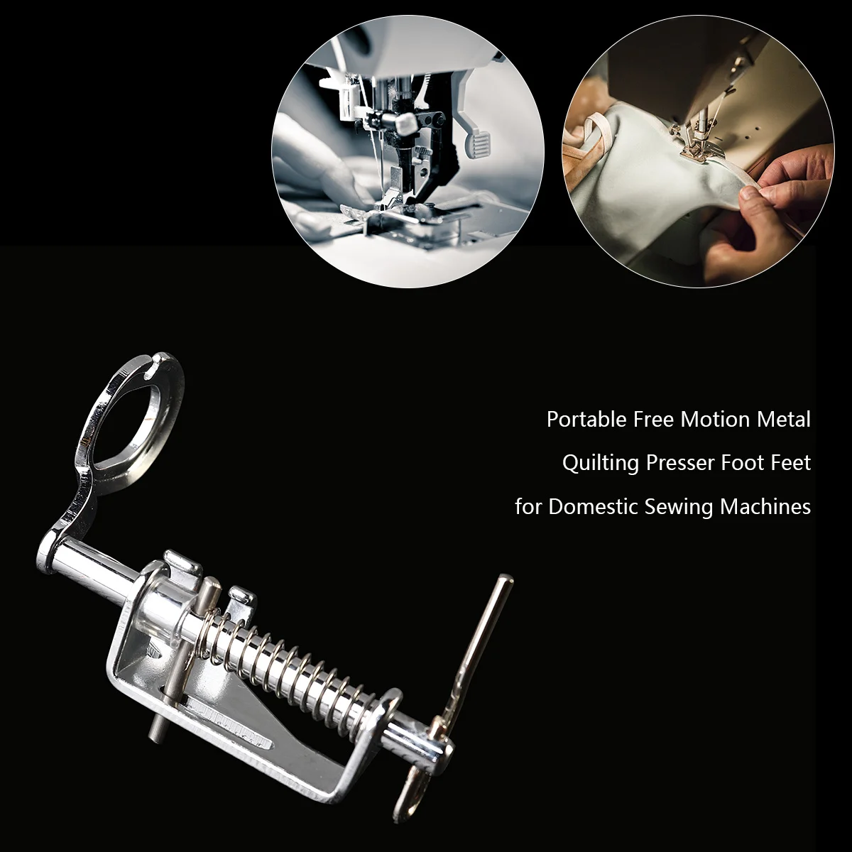 Free Motion Quilting Presser Foot Metal Silver Sturdy for Low-Shank Domestic Sewing Machines Embroidery Quilting Darning