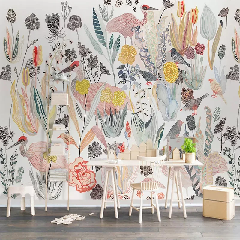 Customized products Mural Wallpaper Nordic Tropical Plant Birds Background Photo 3D Living Room Bedroom Decoration Wall bedroom