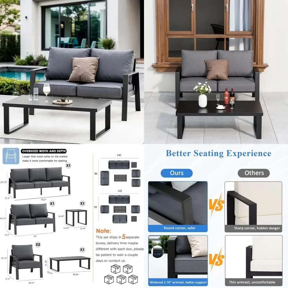 outdoor dining table for 8, aluminum rectangle outdoor dining table with umbrella hole, all-weather aluminum patio dining table