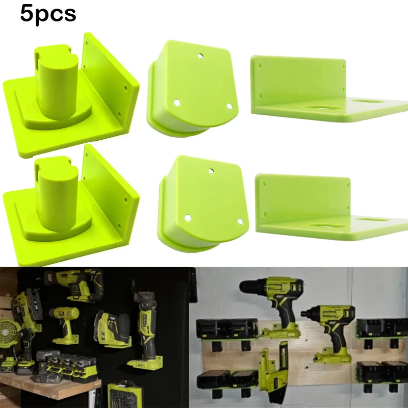 5pcs Tool Storage Shelf Rack for Ryobi 18V One+ Battery Tool for P103 P107 P108 Wall Mount Machine Holder Battery tool storage