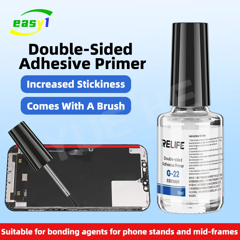 RELIFE G-22 Double-Sided Adhesive Primer 18ml with Built-In Brush Threaded Mouth for MOBILE Phone Frame Car Plastic Glass Repair
