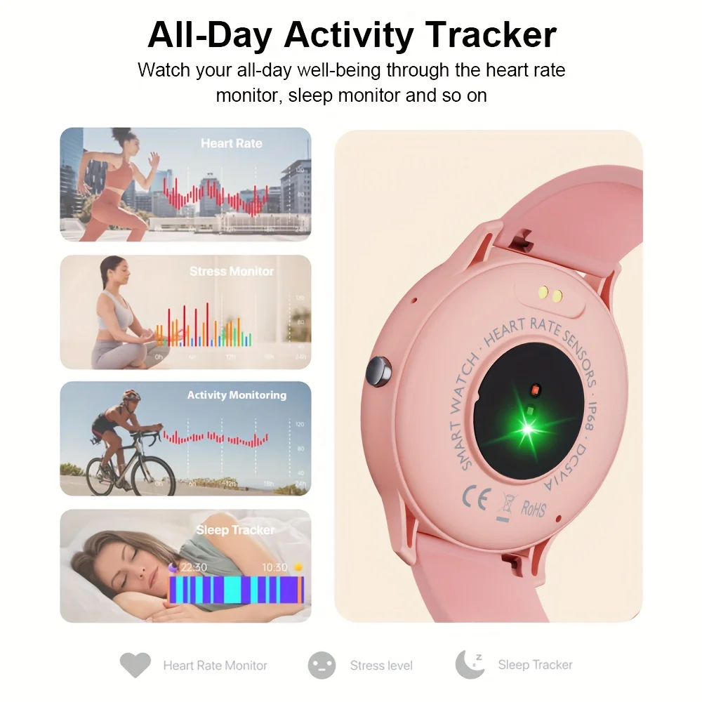 LAXASFIT-ساعة ذكية مقاومة للماء للرجال والنساء ، شاشة عالية الدقة ، مكالمة صوتية ، جهاز تعقب اللياقة البدنية الرياضية ، مراقبة الصحة ، IP68 ، هدية