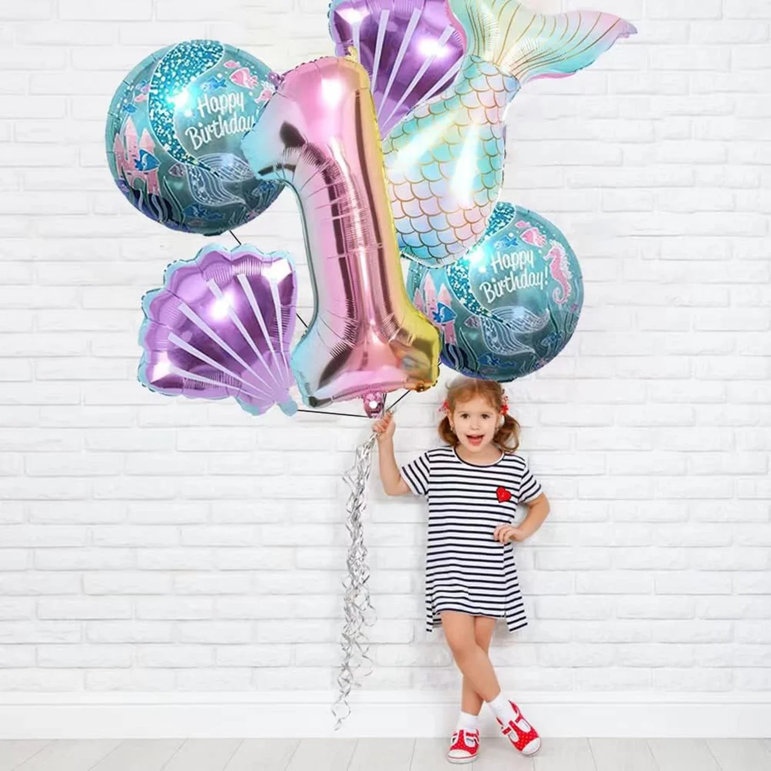 Mermaid Balloon 32 Inch Digital Aluminum Foil Balloon Children's Birthday Party Decoration Baby Shower Decoration