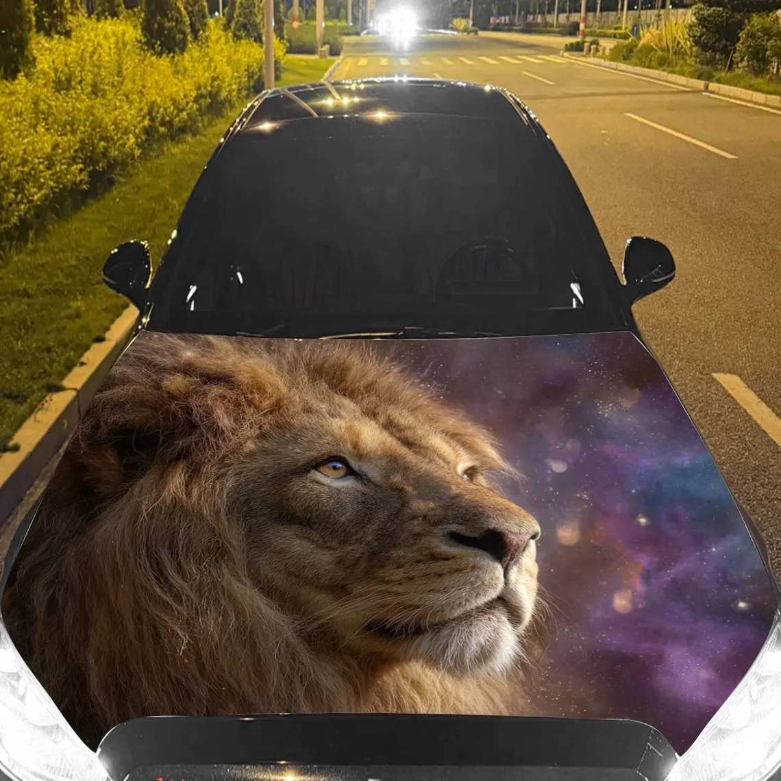 

Lion Luxuriant Mane Car Hood Sticker PVC Self Waterproof Stick, Striking Auto Exterior Accessories Decor Protect Gift for Lover