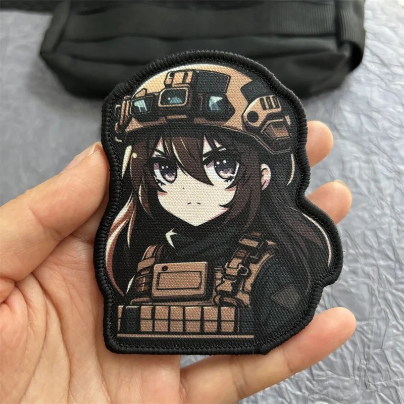 Girl Printed Patch on Clothes Morale Badge Military Tactical Patches Backpack Stickers Hook and Loop Armband Appliques