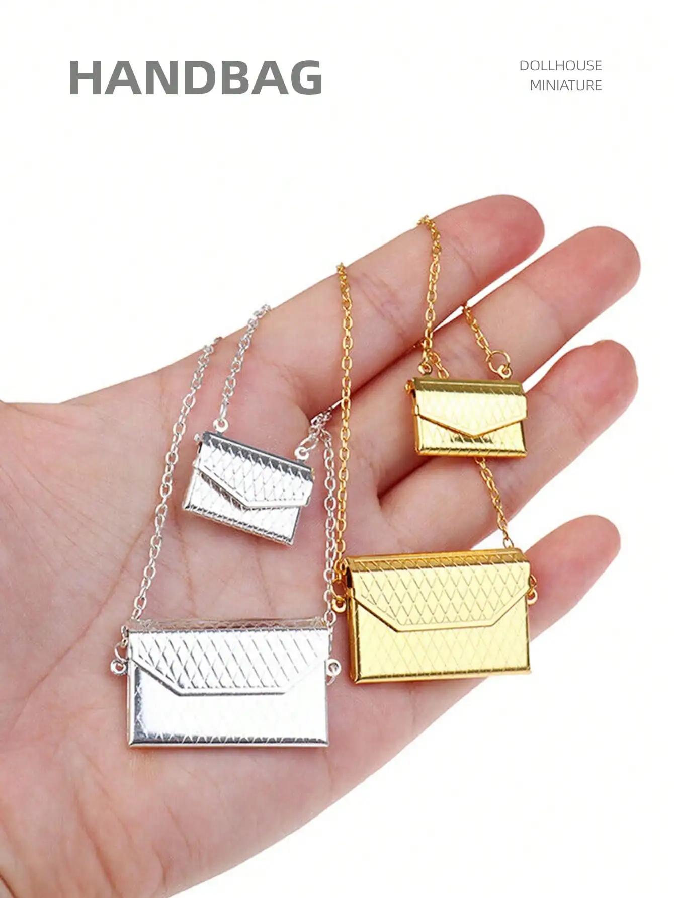 1 Piece of Openable Dollhouse Miniature Metal Handbag 1/12 1/6 Mini Simulation Shoulder Bag BJD Doll Decoration Accessories