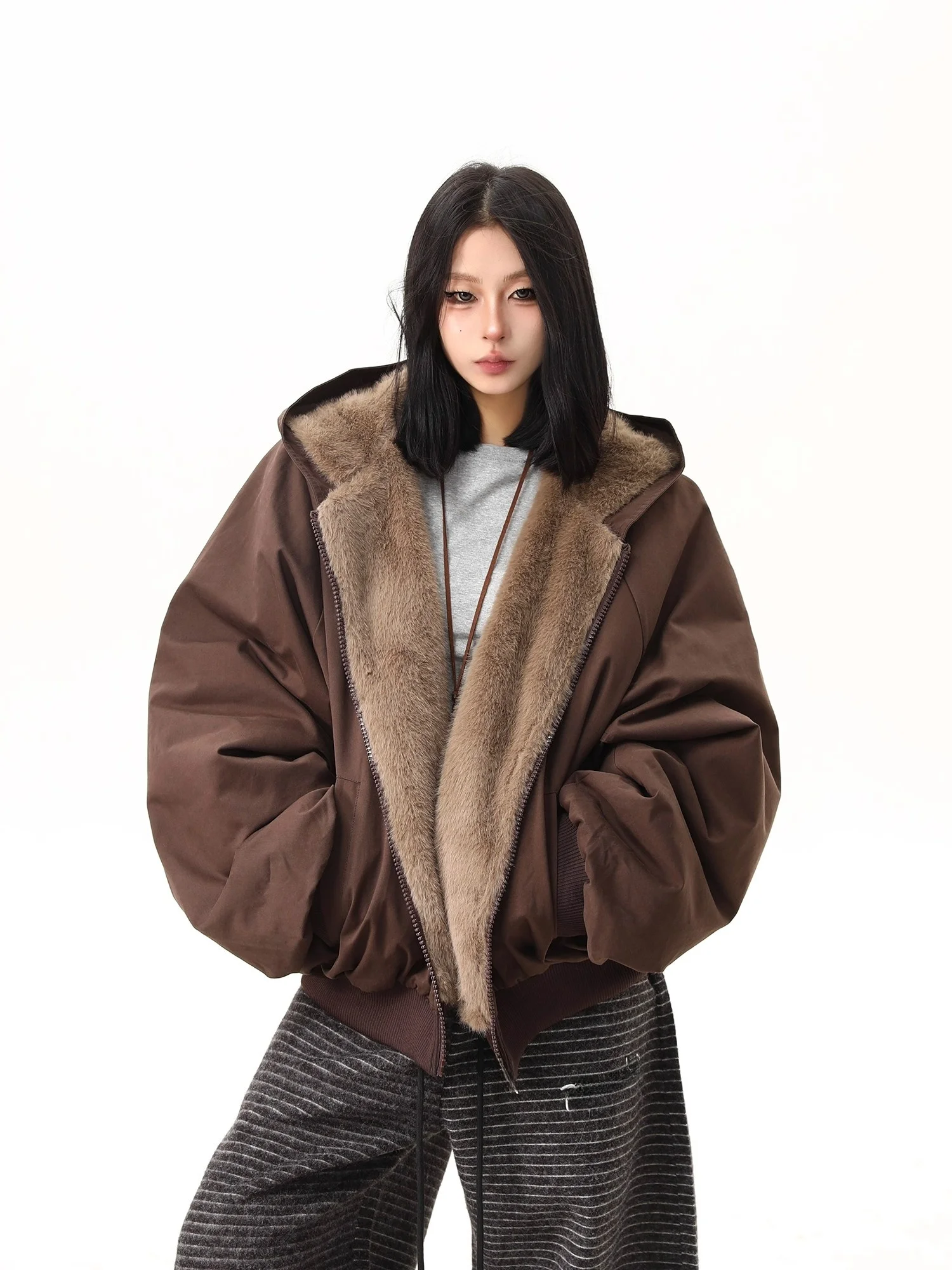 

Double-Sided Wear Parka Cotton Jaet Thiened Fce Youth Casual Sle Men's Women's Lazy Sle Winter Outerwear Coat