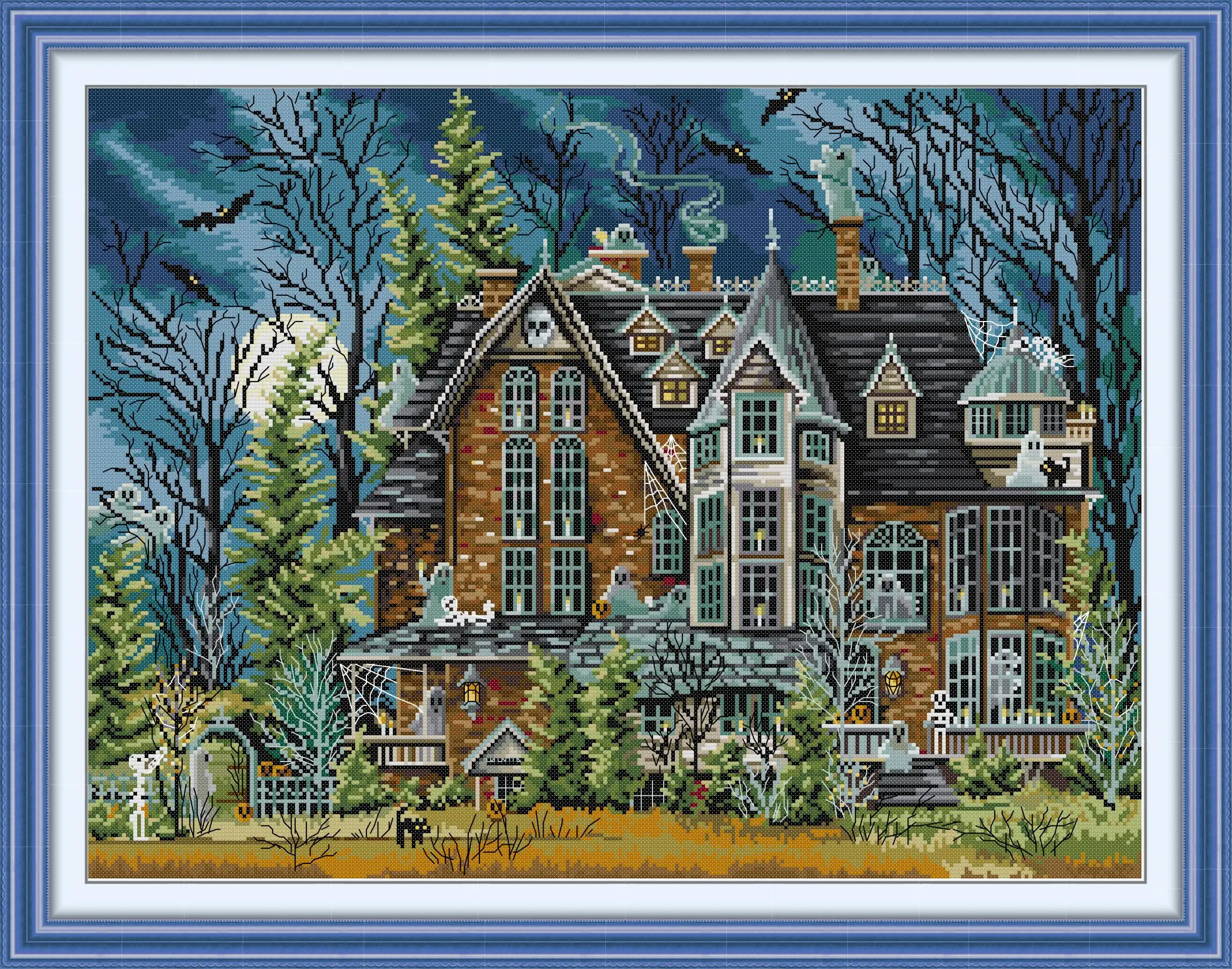 

Maydear Cross Stitch Kit, 11CT/14CT/16CT/9CT Aida Fabric,DMC Threads Sewing Pattern Embroidery Set-astle Darkness